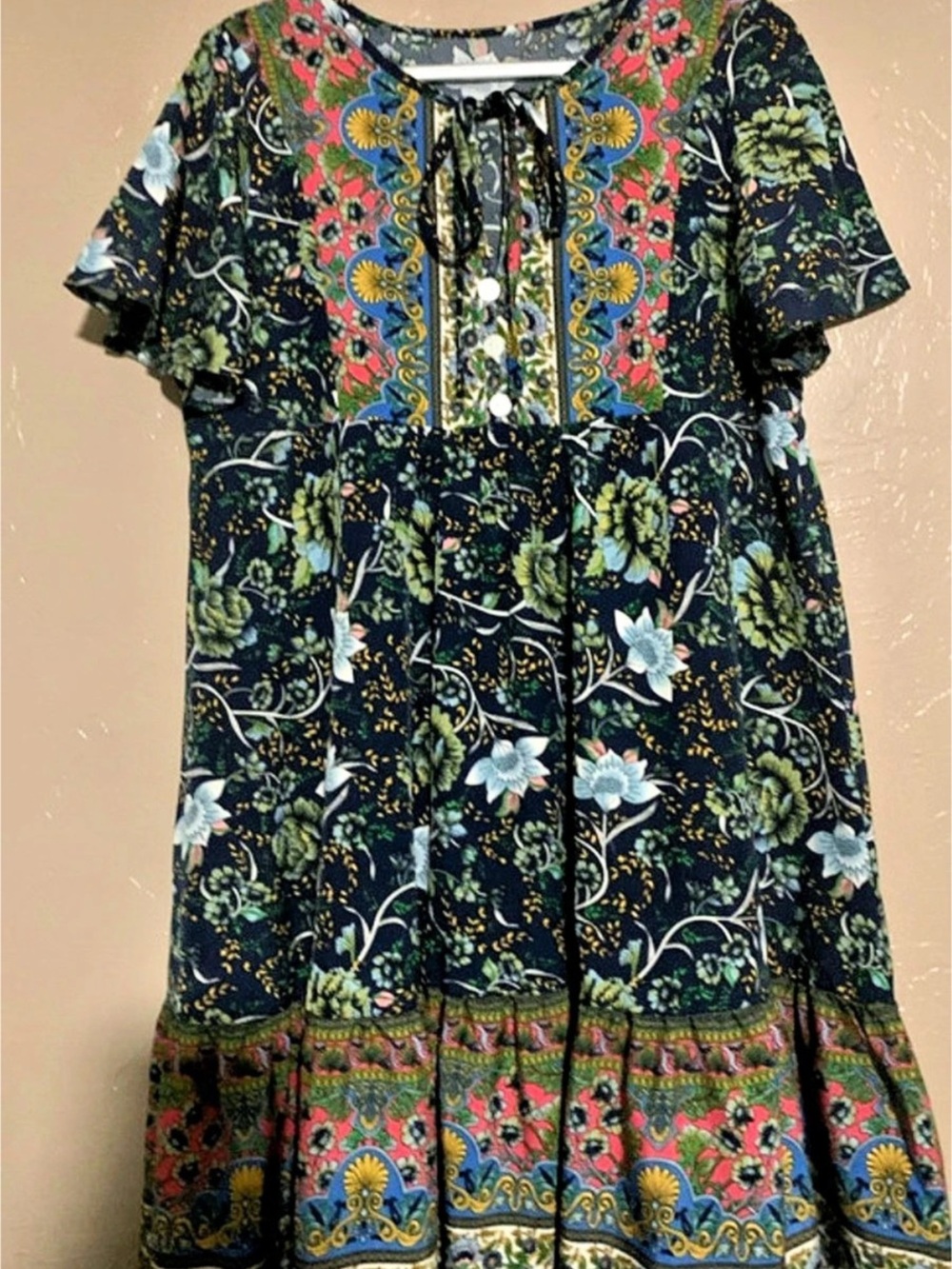 Floral Maxi Dress in Blue & Green Like New